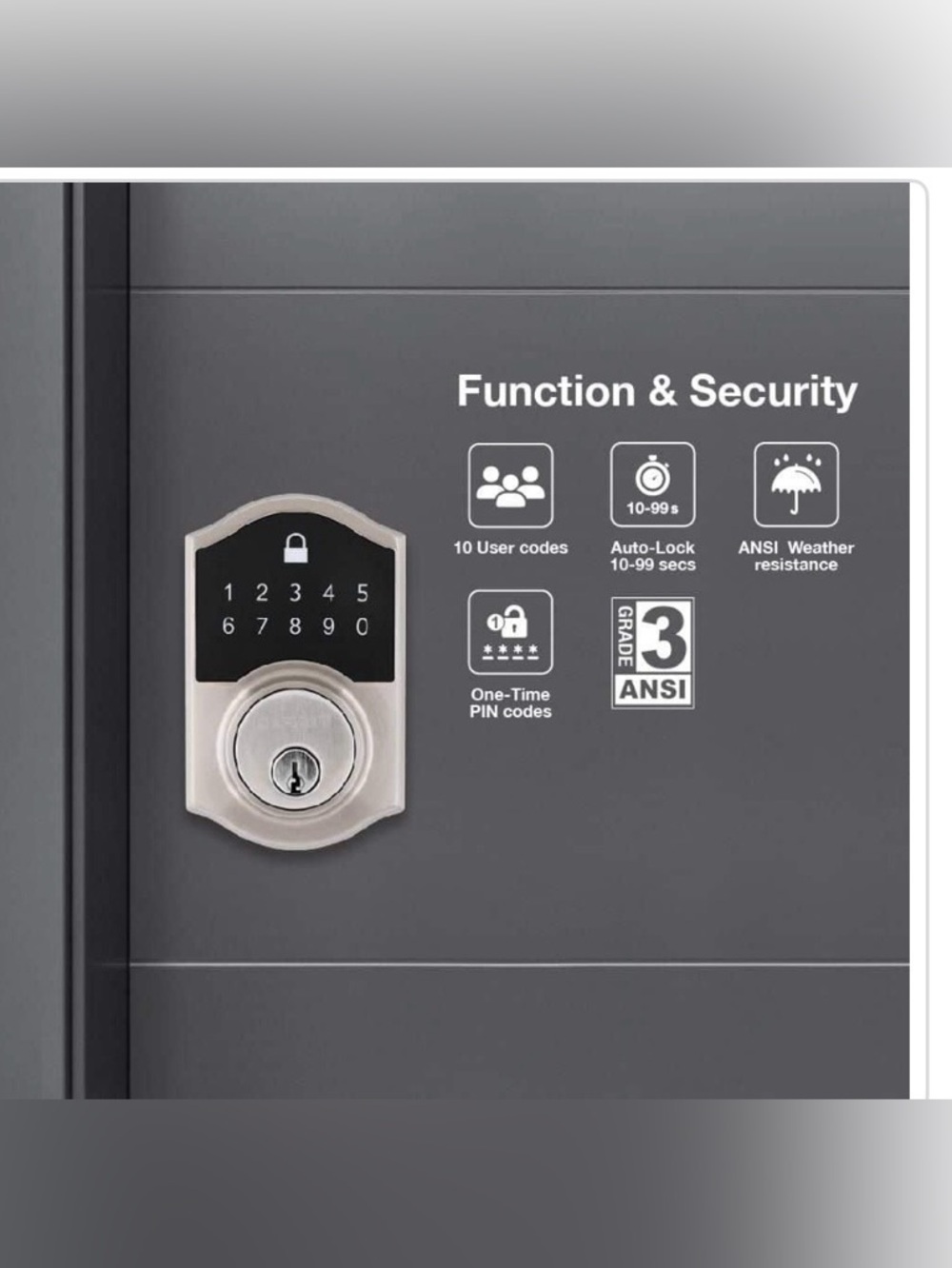 Defiant Touchpad Deadbolt - Satin Nickel - Picture 6 of 8